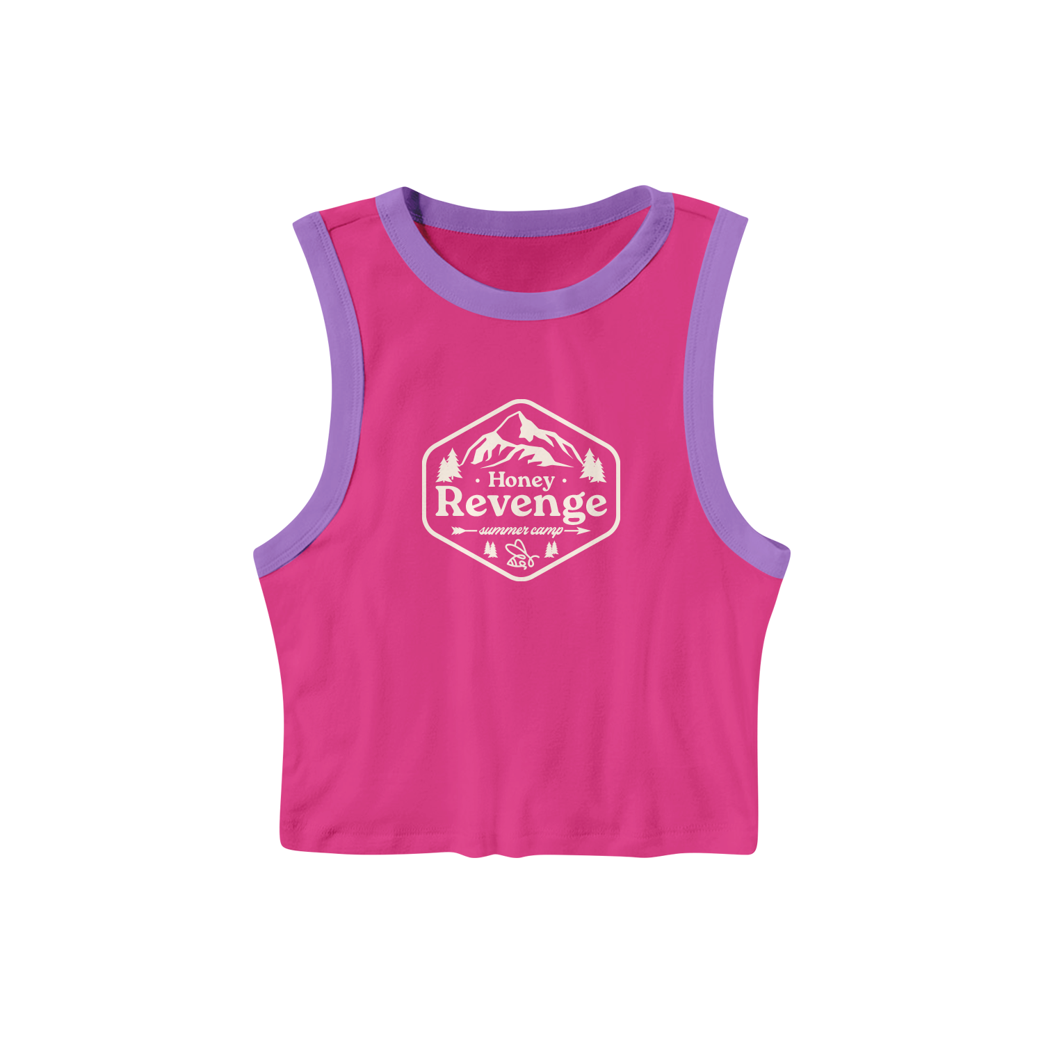 Summer Camp - Pink/Purple Cropped Ringer Tank Top